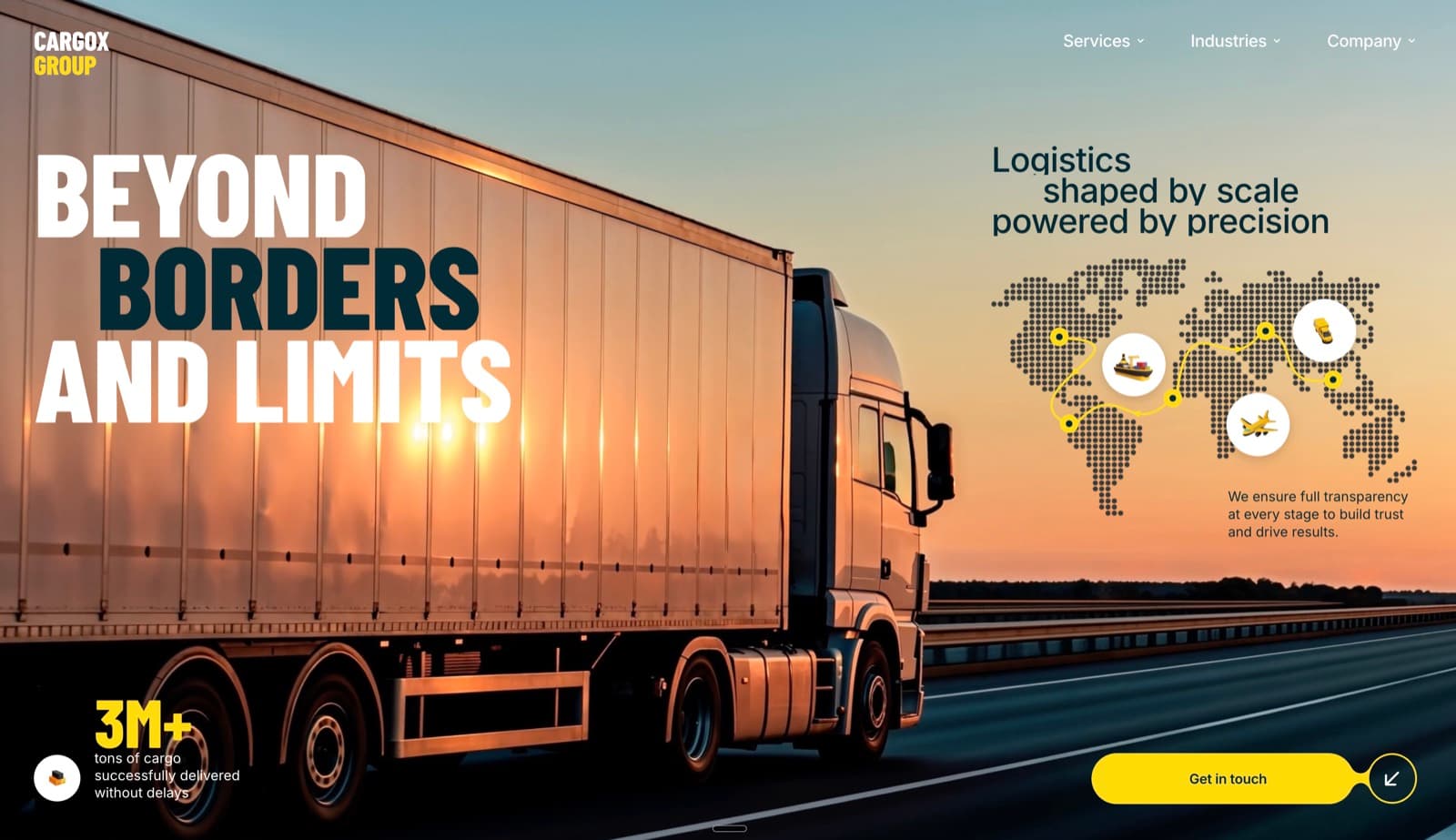 CargoX Group — Transport & logistics website hero